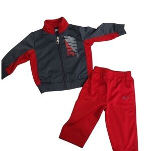 Nike Red and Gray Kids Matching Set jacket and pants size 12 month